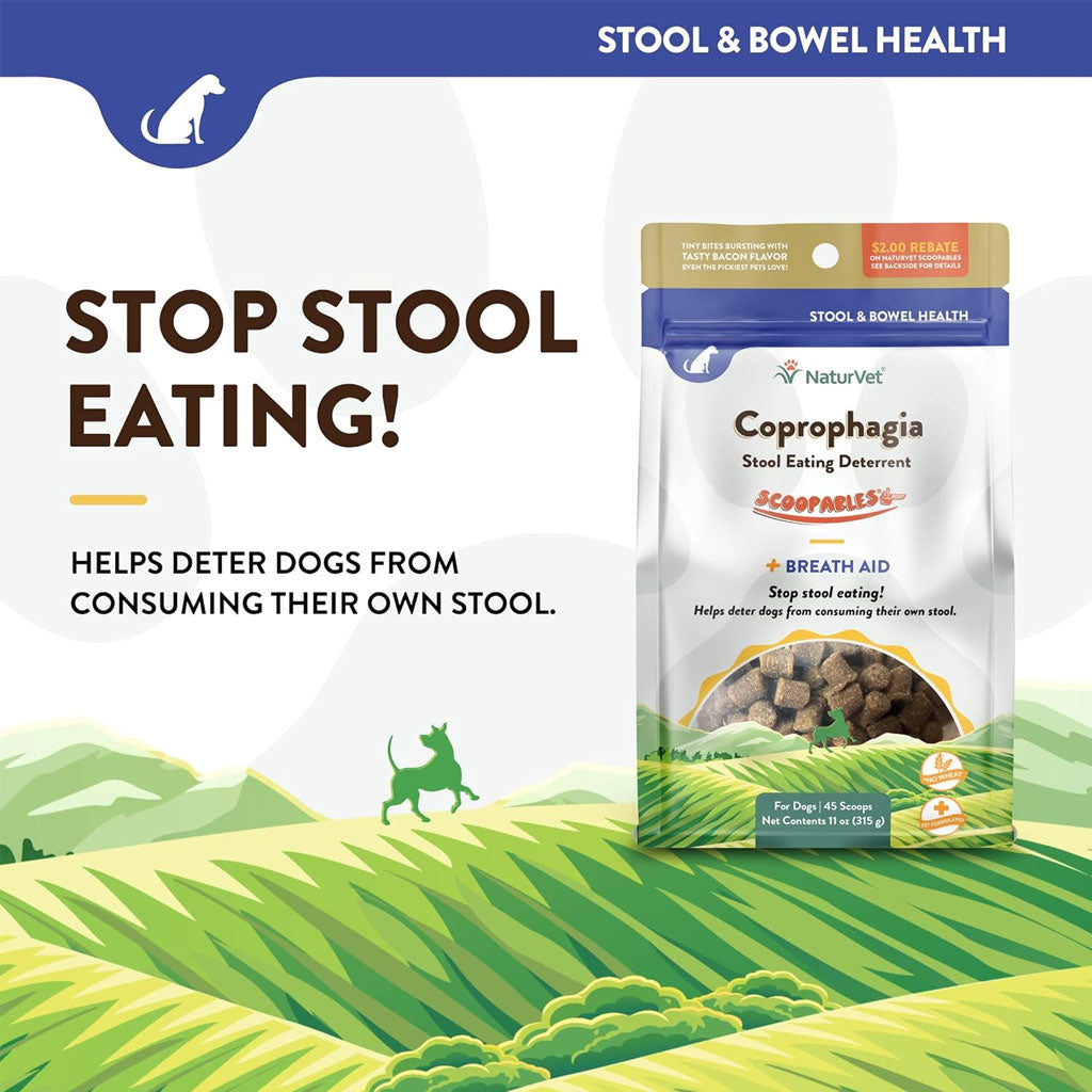NaturVet Scoopables Coprophagia Stool Eating Deterrent Plus Breath Aid for Dogs, 11-oz