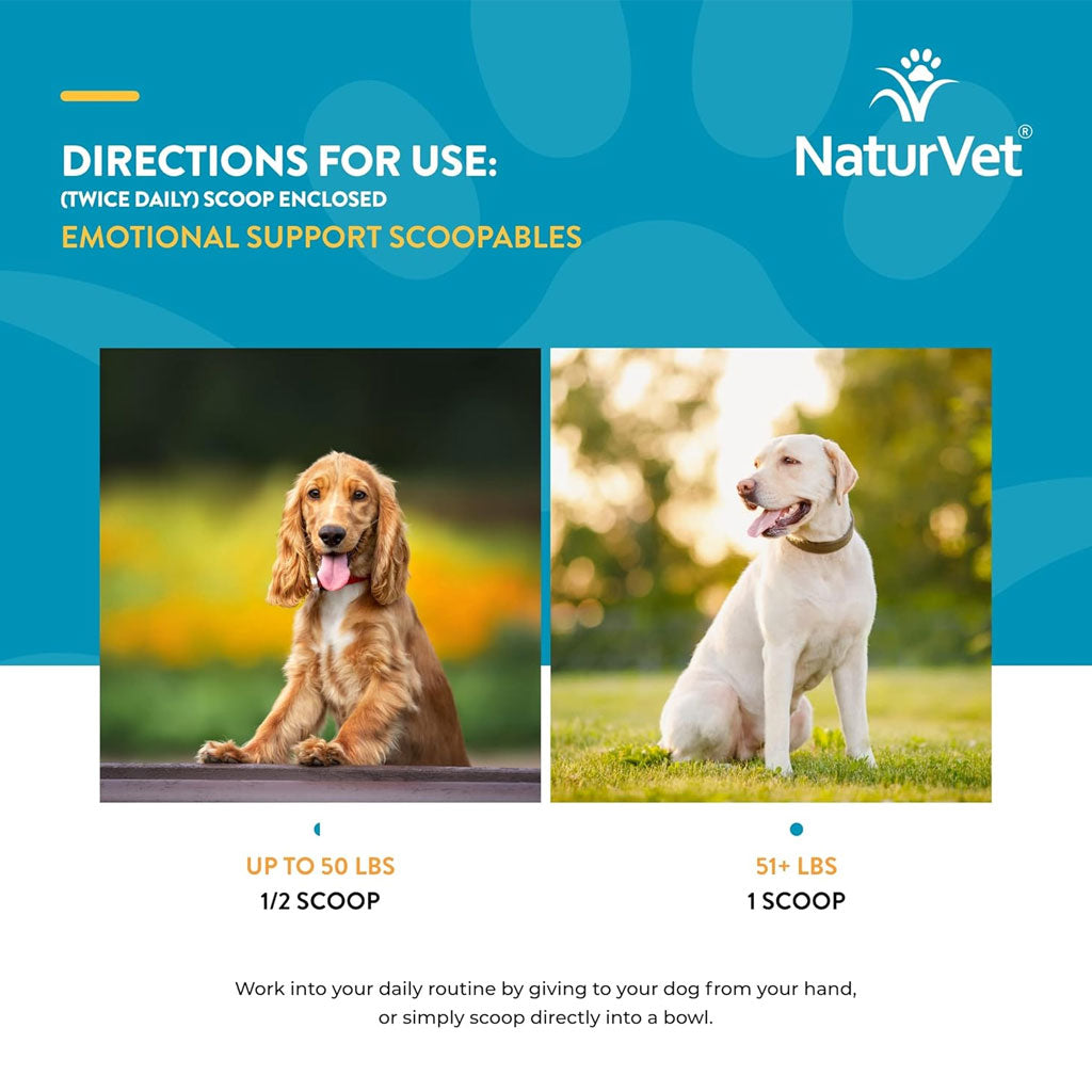 NaturVet Scoopables Emotional Support Daily Calming Aid Plus 24/7 Support for Dogs, 11-oz