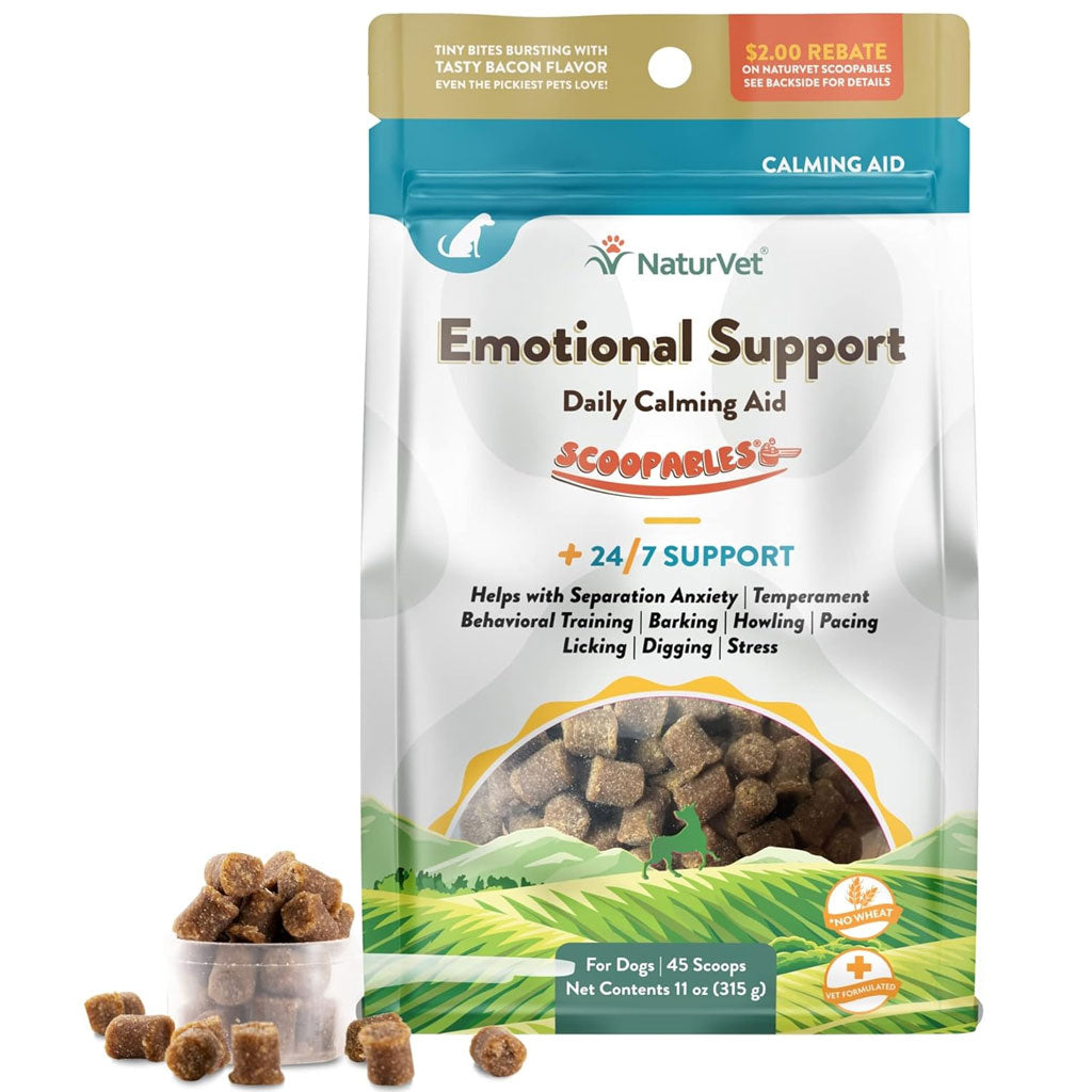 NaturVet Scoopables Emotional Support Daily Calming Aid Plus 24/7 Support for Dogs, 11-oz