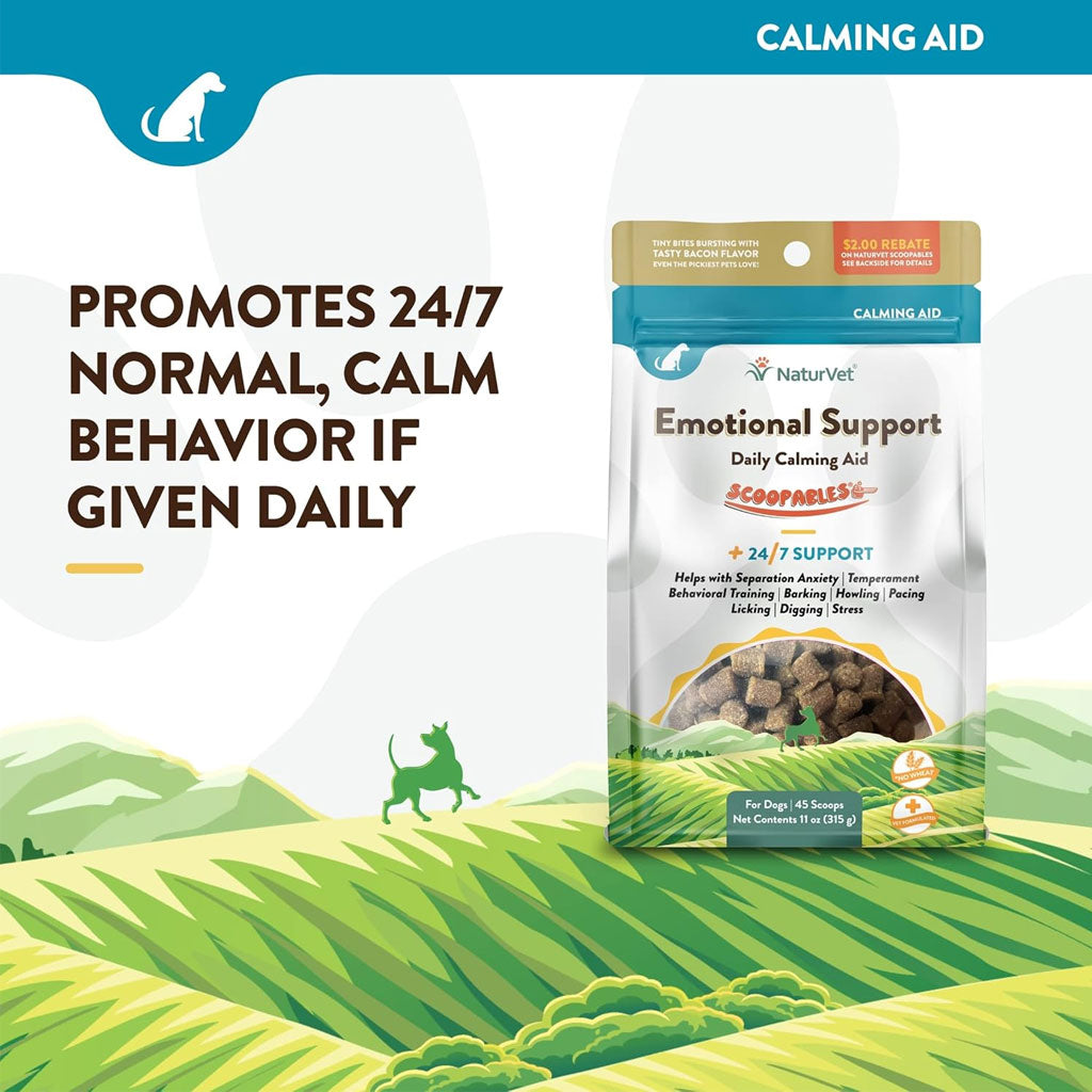 NaturVet Scoopables Emotional Support Daily Calming Aid Plus 24/7 Support for Dogs, 11-oz