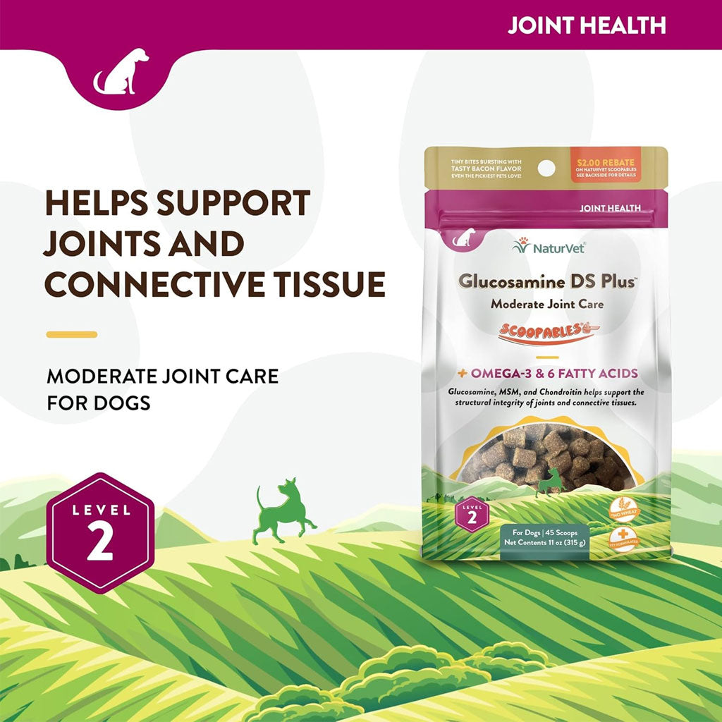 NaturVet Scoopables Glucosamine DS Plus Level 2 Plus Omega-3 & 6 Fatty Acids for Dogs, 11-oz