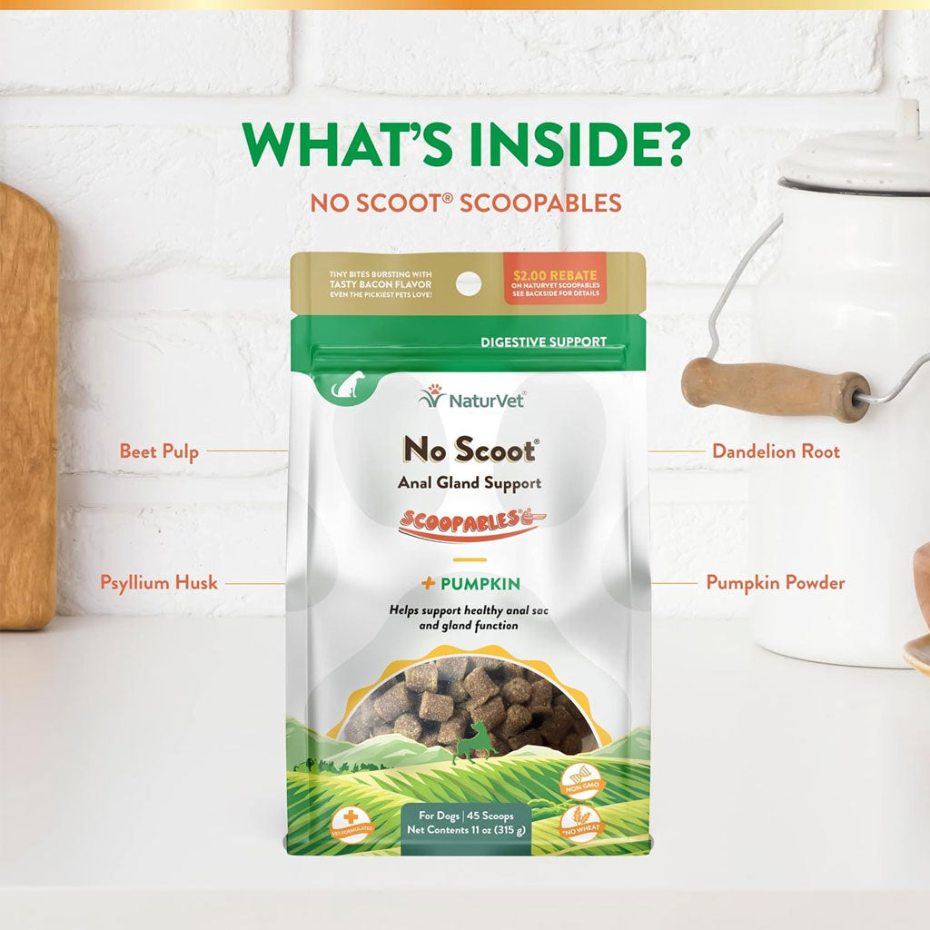 NaturVet Scoopables No Scoot Anal Gland Support Plus Pumpkins For Dogs, 11-oz