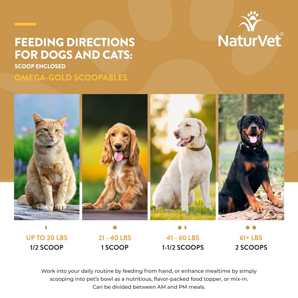 NaturVet Scoopables Omega-Gold Essential Fatty Acids Plus Anchovy Oil & Salmon Protein for Cats & Dogs, 11-oz