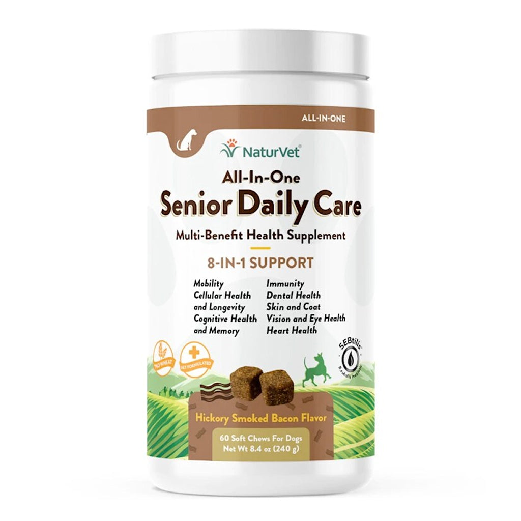 NaturVet Senior Daily Care Multi-Benefit 8-in-1 Support For Dogs (60 Soft Chews)