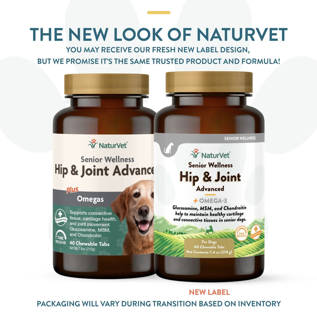 NaturVet Senior Wellness Hip & Joint Chewable Tablets Advanced Plus Omega-3 for Dogs, 40 count