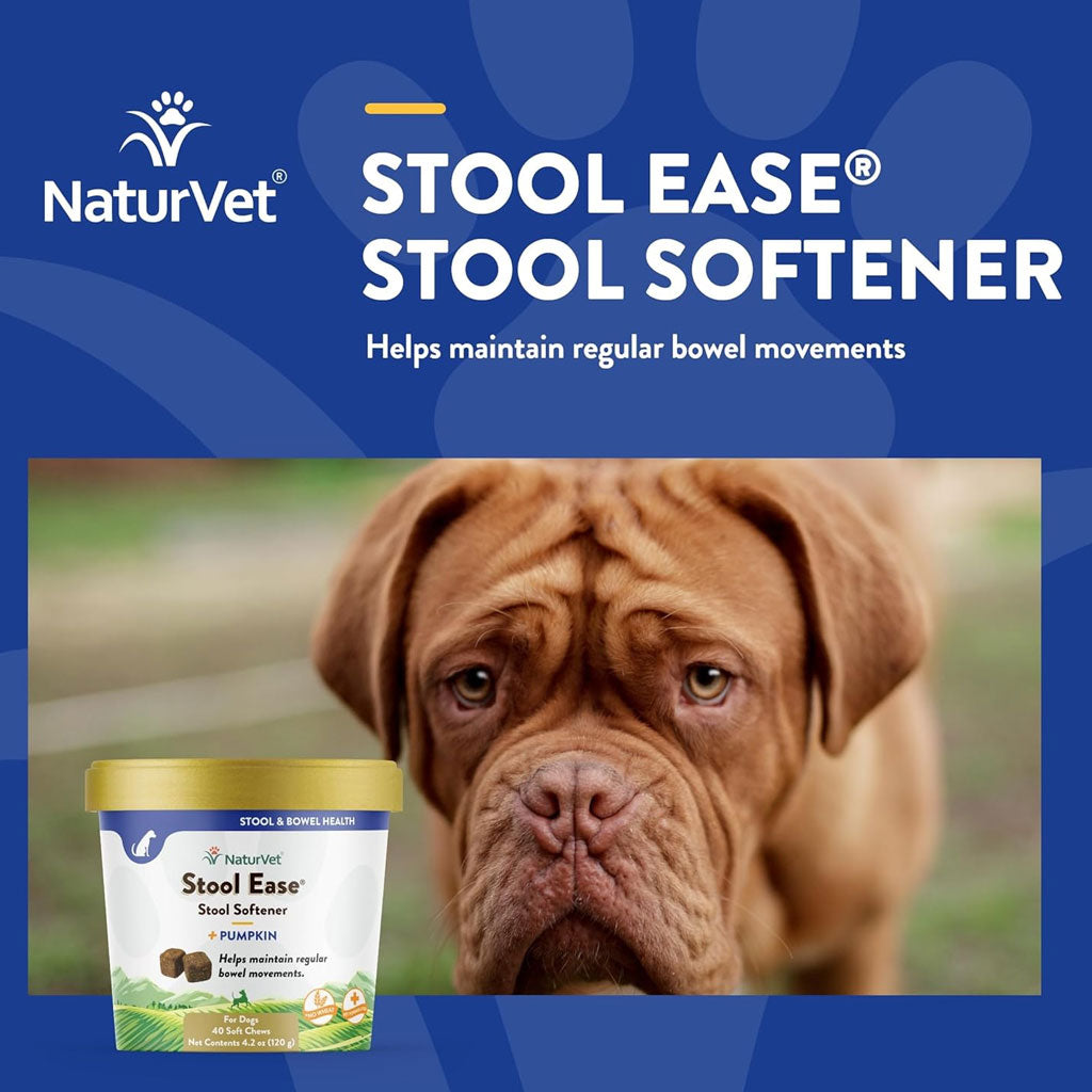 NaturVet Stool Ease Soft Chews Stool Softener with Pumpkin for Dogs, 40 count