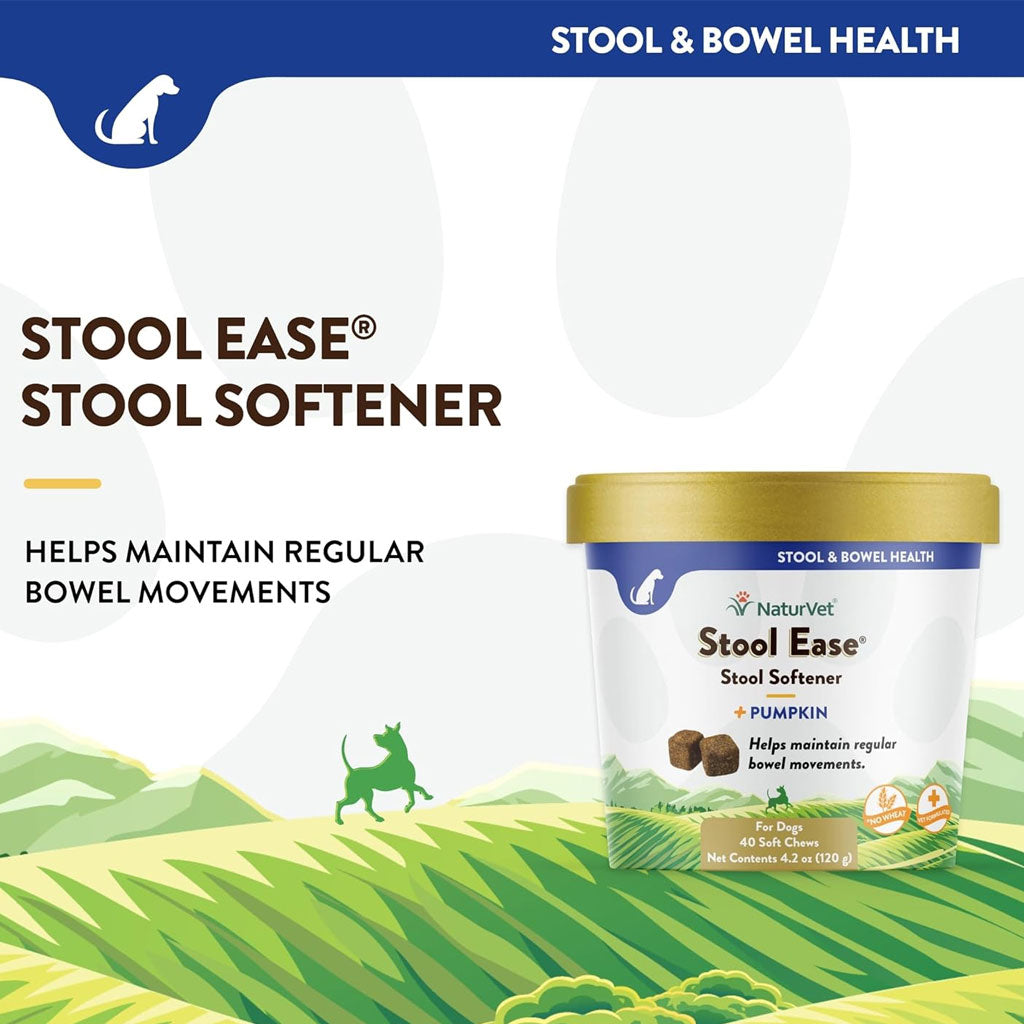 NaturVet Stool Ease Soft Chews Stool Softener with Pumpkin for Dogs, 40 count