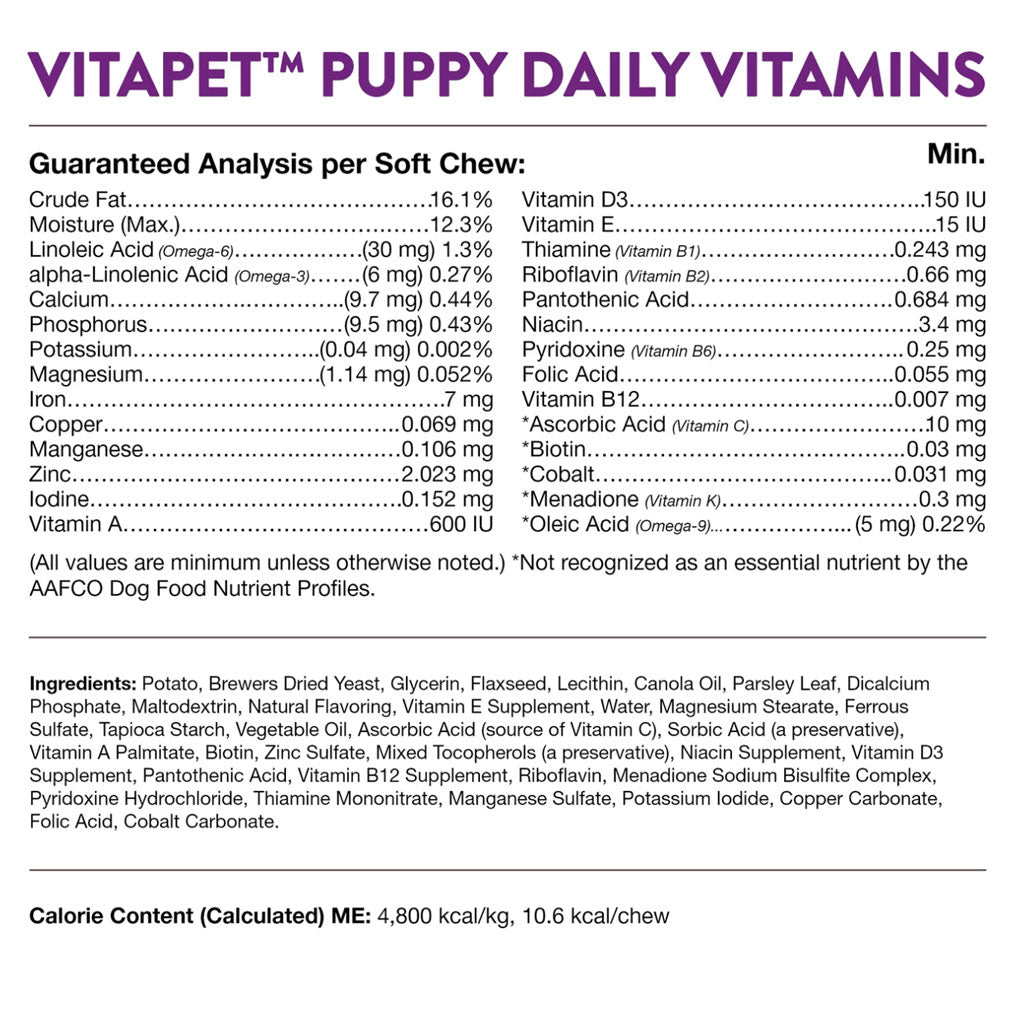 NaturVet VitaPet Puppy Daily Vitamins  Plus Breath Aid Soft Chews for Puppies, 70 count
