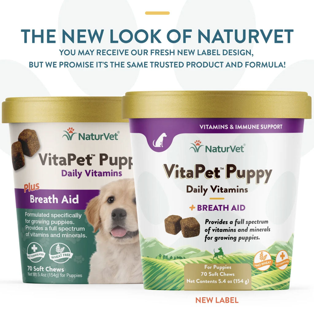 NaturVet VitaPet Puppy Daily Vitamins  Plus Breath Aid Soft Chews for Puppies, 70 count