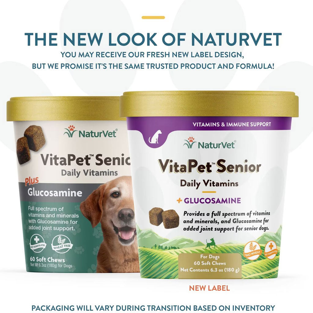 NaturVet VitaPet Senior Daily Vitamins Plus Glucosamine Dog Supplement, 60 count