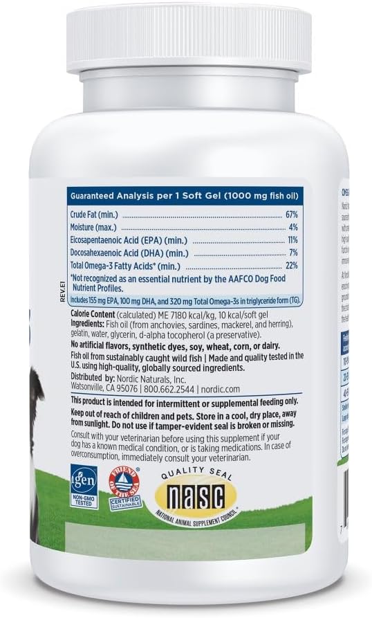 Nordic Naturals Omega-3 Pet Soft Gels Supplement for Dogs
