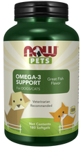 NOW Pets Omega-3 Support For Dog & Cat, 180 ct