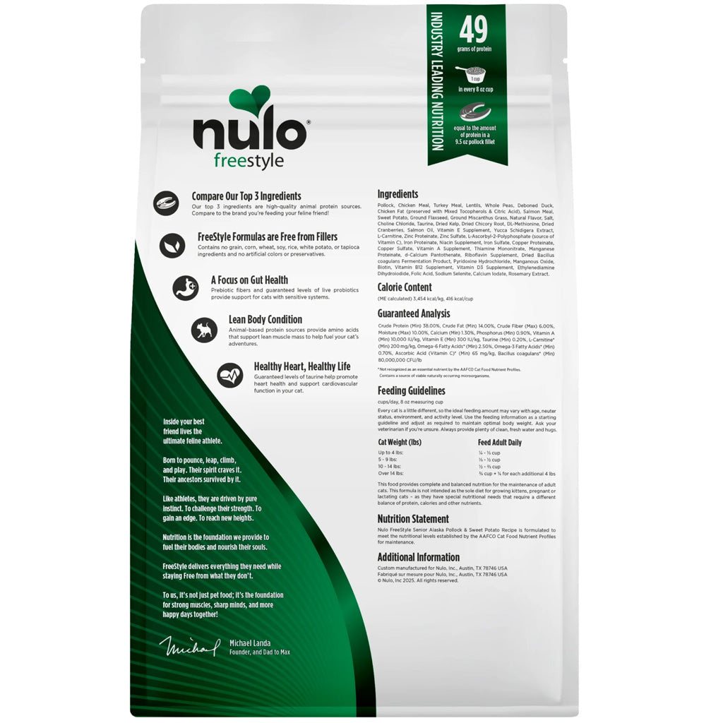 Nulo FreeStyle Grain Free Alaska Pollock, Duck & Sweet Potato Senior Dry Cat Food