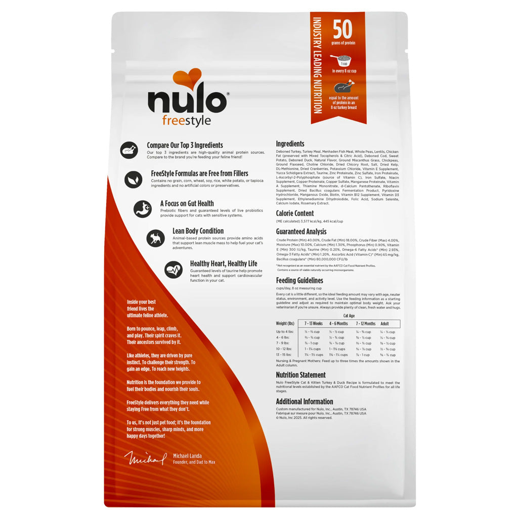 Nulo FreeStyle Grain Free Turkey & Duck Dry Cat & Kitten Food