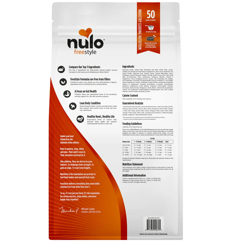 Nulo FreeStyle Grain Free Turkey & Duck Dry Cat & Kitten Food