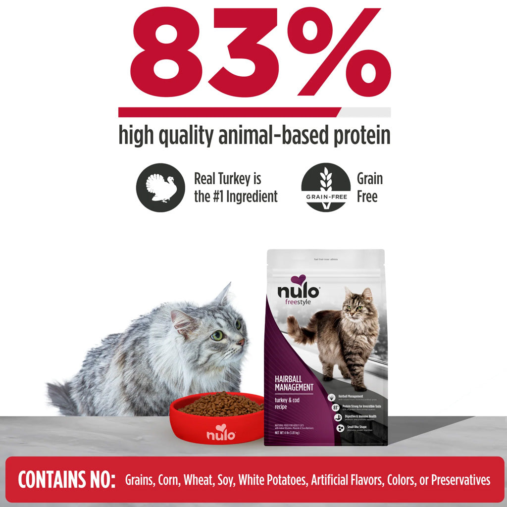 Nulo FreeStyle Hairball Management Grain Free Turkey & Cod Dry Cat Food