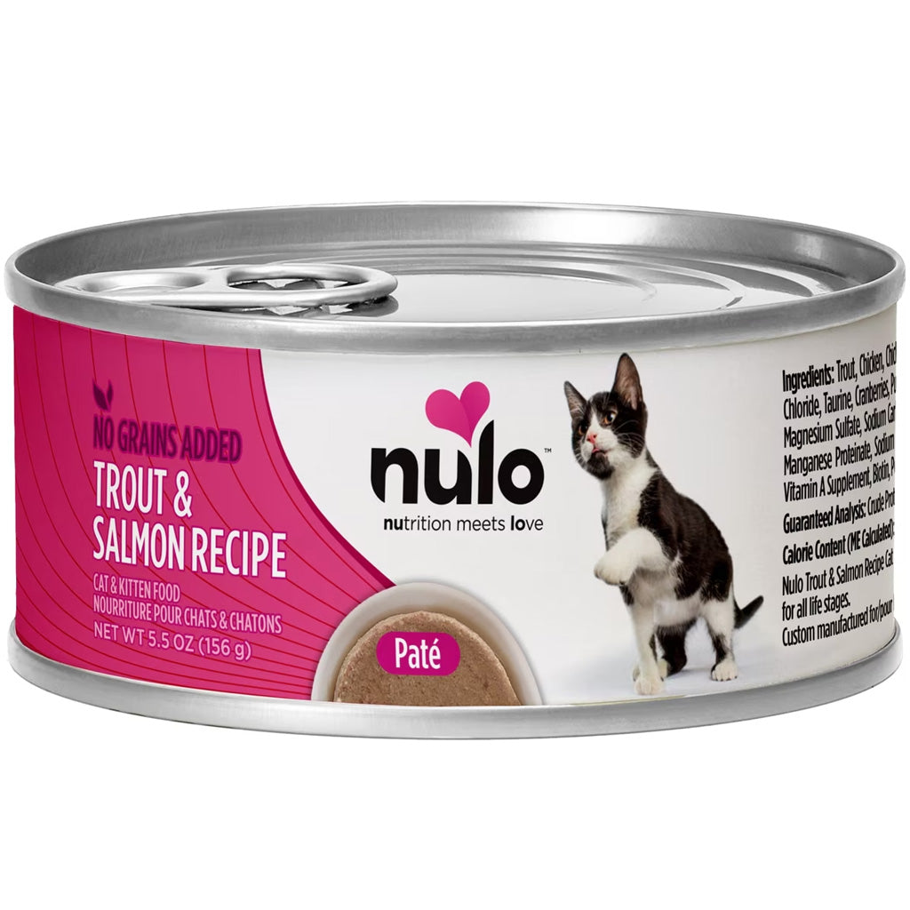Nulo Grain-Free Trout & Salmon Recipe Pate Wet Canned Food for Cats & Kittens, 5.5-oz, case of 24