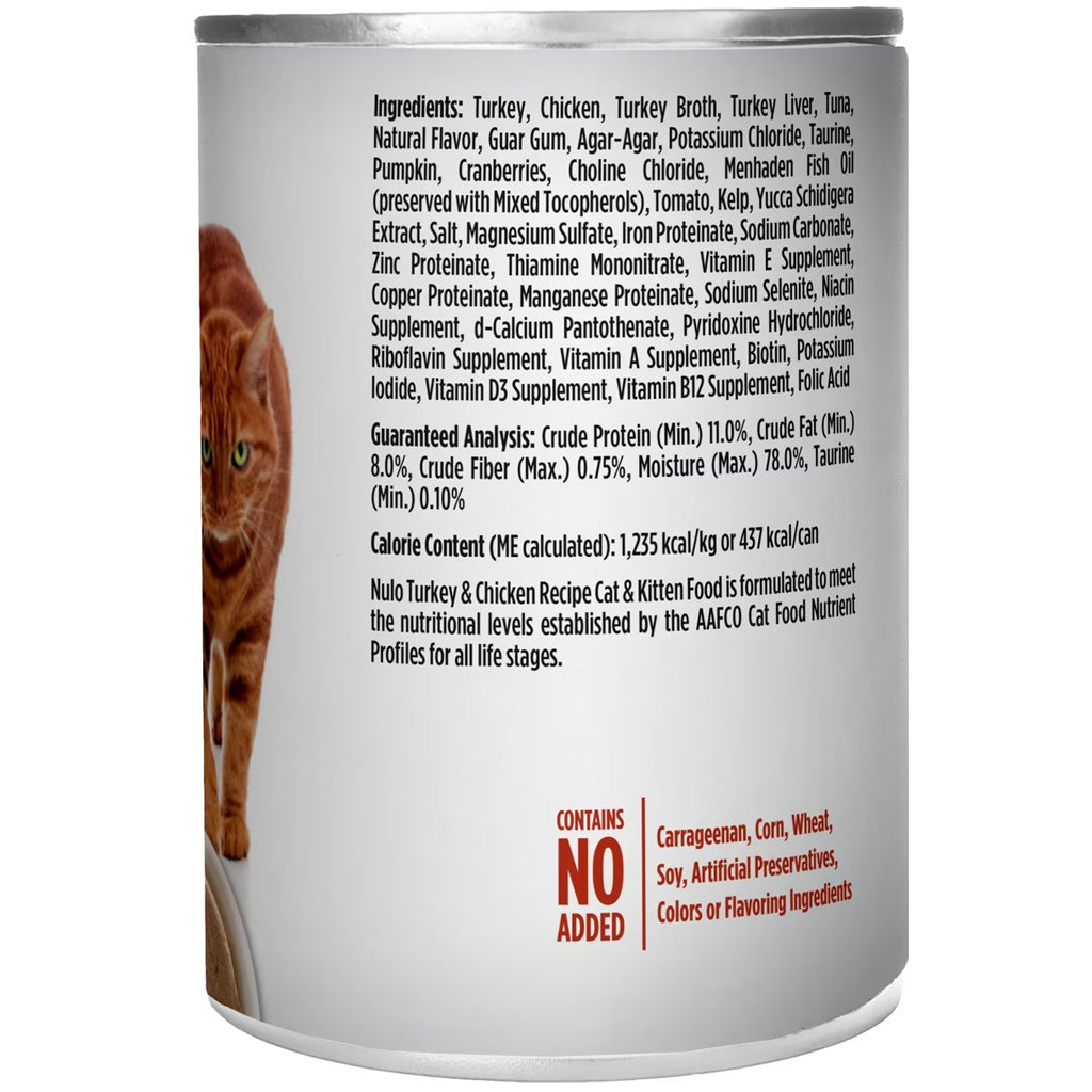 Nulo Grain-Free Turkey & Chicken Recipe Pate Wet Canned Food for Cats & Kittens
