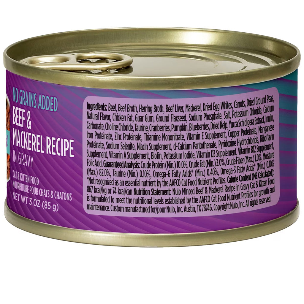 Nulo Minced Grain-Free Canned Cat Food in Gravy, 3-oz, case of 24