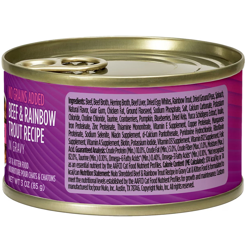 Nulo Shredded Grain-Free Canned Cat & Kitten Food in Gravy, 3-oz, case of 24