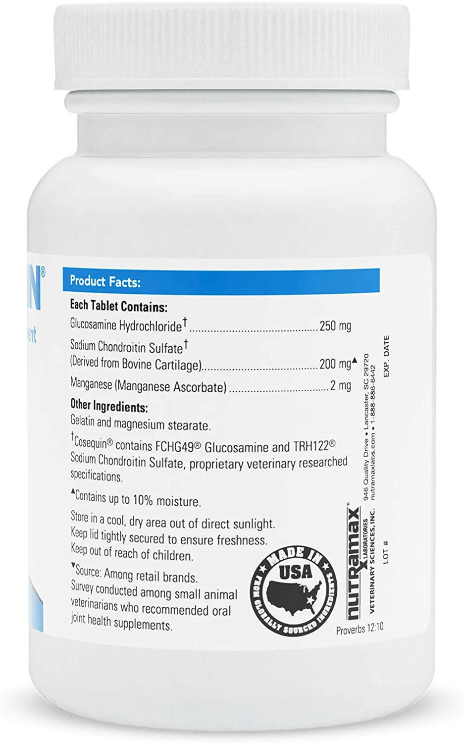 Nutramax Cosequin Regular Strength Joint Health Supplement for Cats and Small Dogs, With Glucosamine and Chondroitin, 132 Capsules