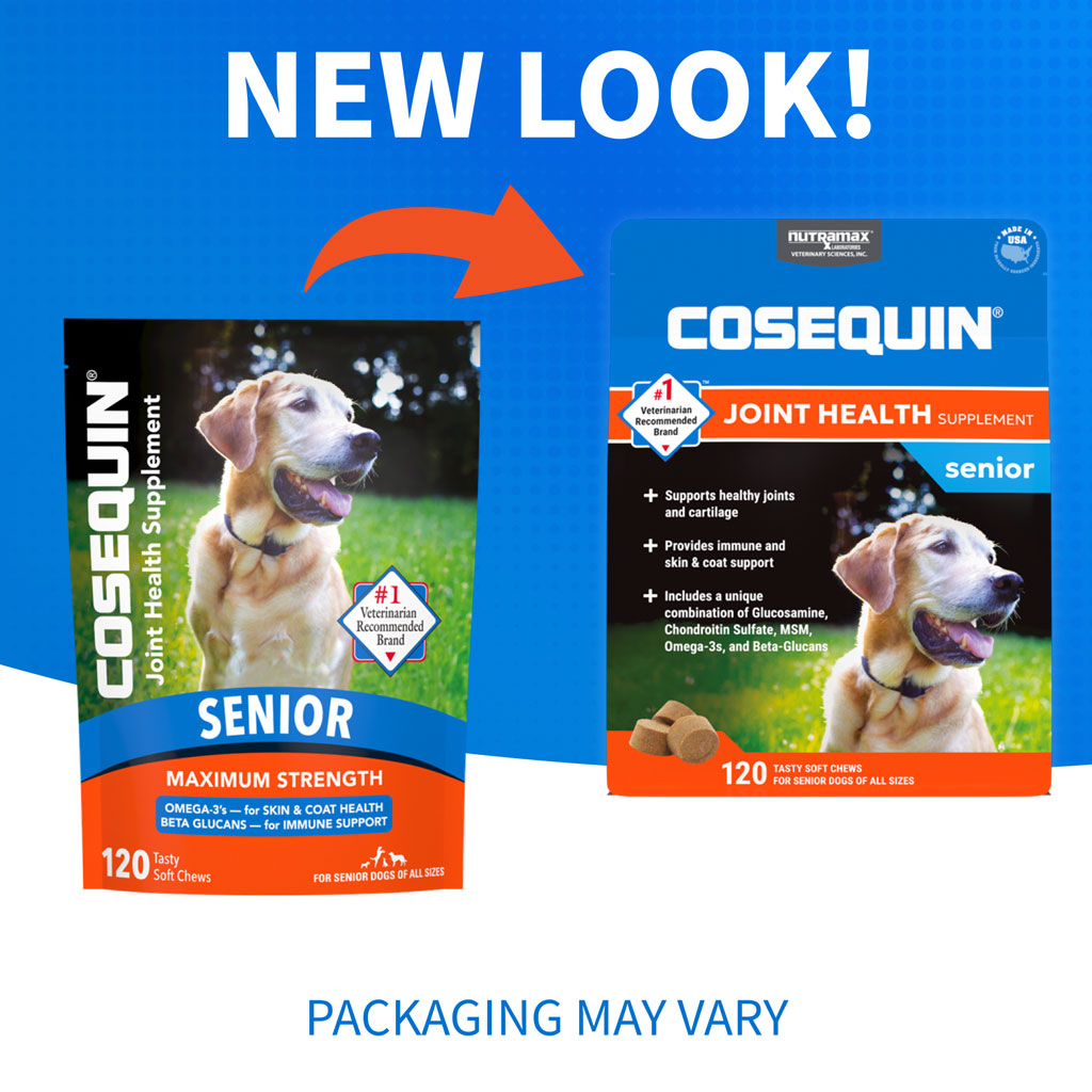 Nutramax Cosequin Senior Joint Health Supplement for Senior Dogs - With Glucosamine, Chondroitin, Omega-3 for Skin and Coat Health and Beta Glucans for Immune Support