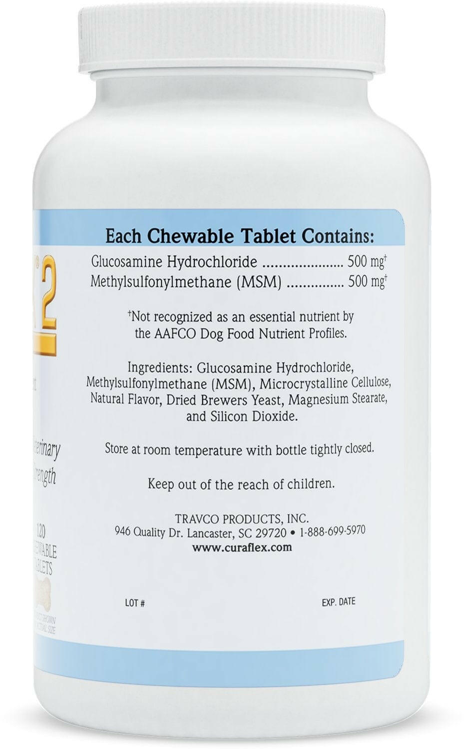 Nutramax Curaflex 2 Joint Health Supplement for Dogs, 120 Chewable Tablets