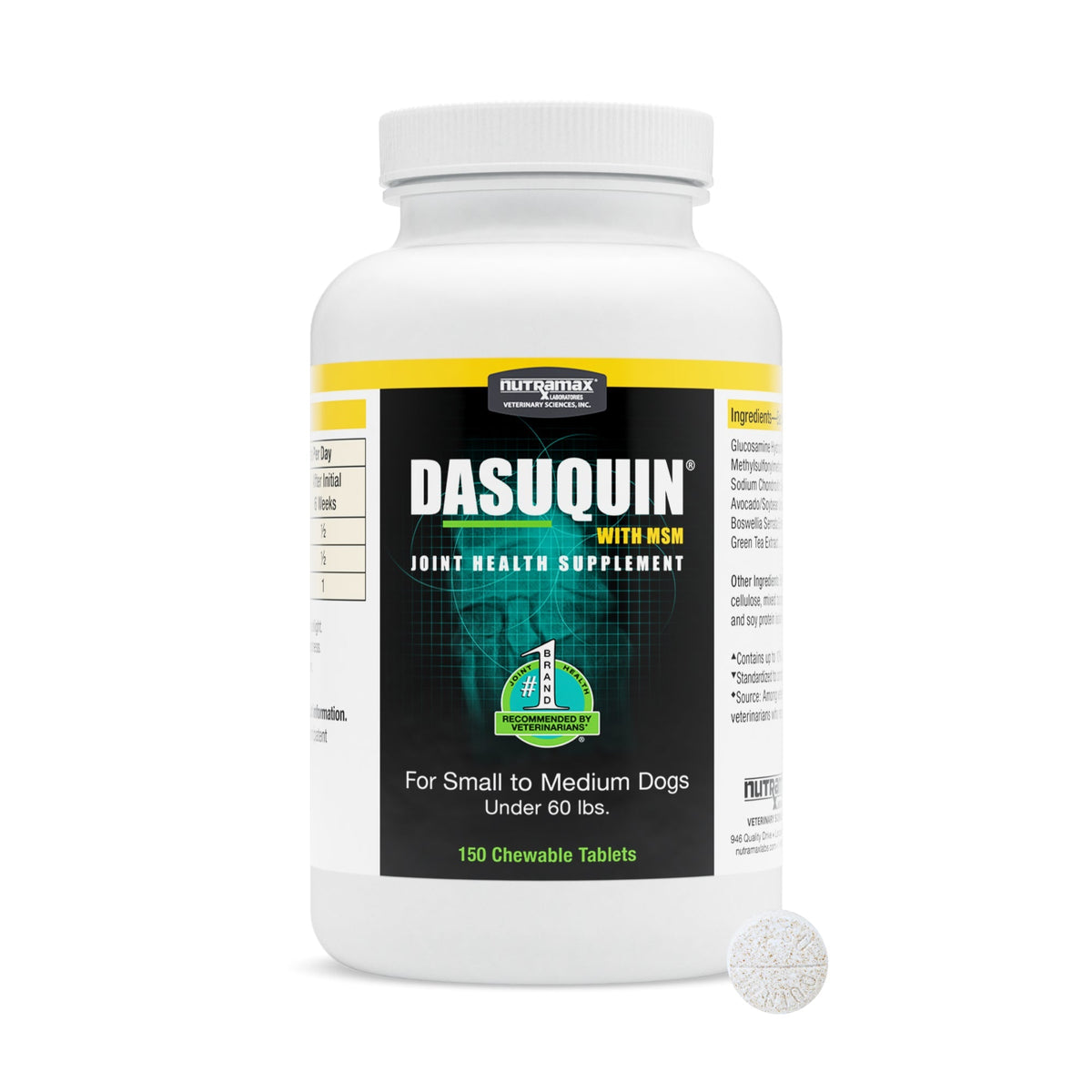 Nutramax Dasuquin Joint Health Supplement for Small to Medium Dogs - With Glucosamine, Chondroitin, ASU, MSM, Boswellia Serrata Extract, Green Tea Extract, Chewable Tablets