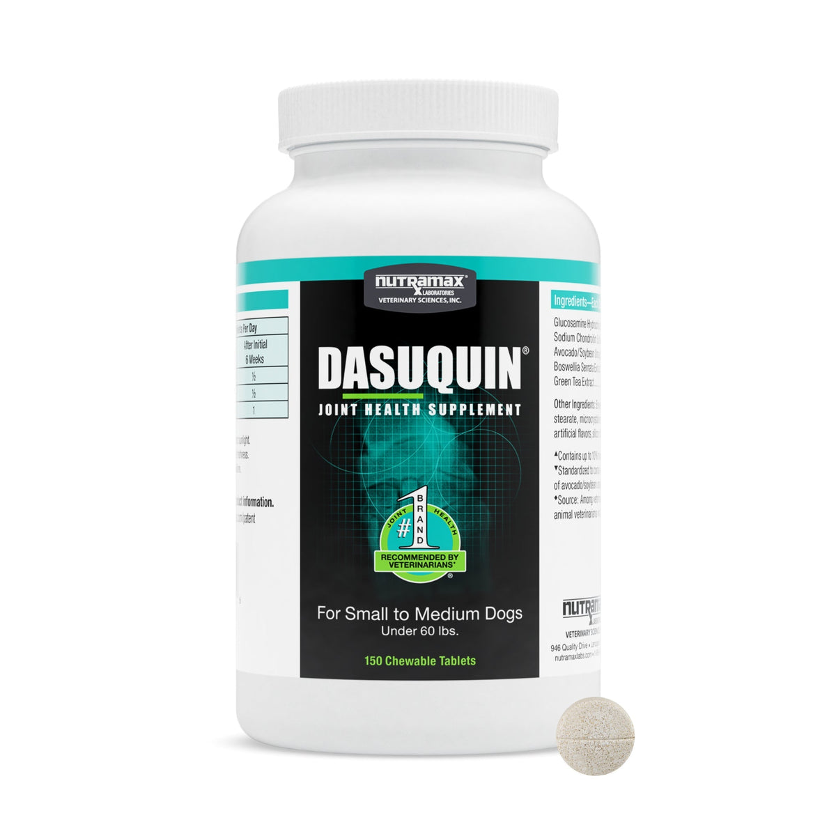 Nutramax Dasuquin Joint Health Supplement for Small to Medium Dogs - With Glucosamine, Chondroitin, ASU, Boswellia Serrata Extract and Green Tea Extract, Chewable Tablets