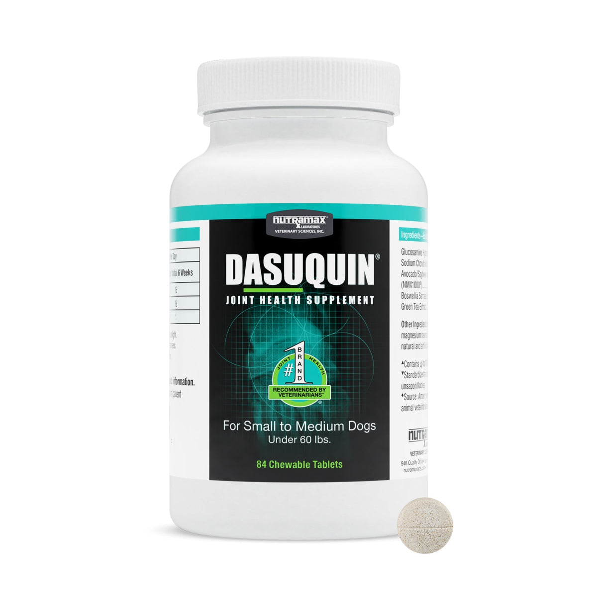 Nutramax Dasuquin Joint Health Supplement for Small to Medium Dogs - With Glucosamine, Chondroitin, ASU, Boswellia Serrata Extract and Green Tea Extract, Chewable Tablets
