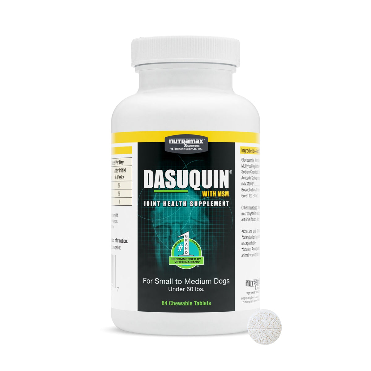 Nutramax Dasuquin Joint Health Supplement for Small to Medium Dogs - With Glucosamine, Chondroitin, ASU, MSM, Boswellia Serrata Extract, Green Tea Extract, Chewable Tablets