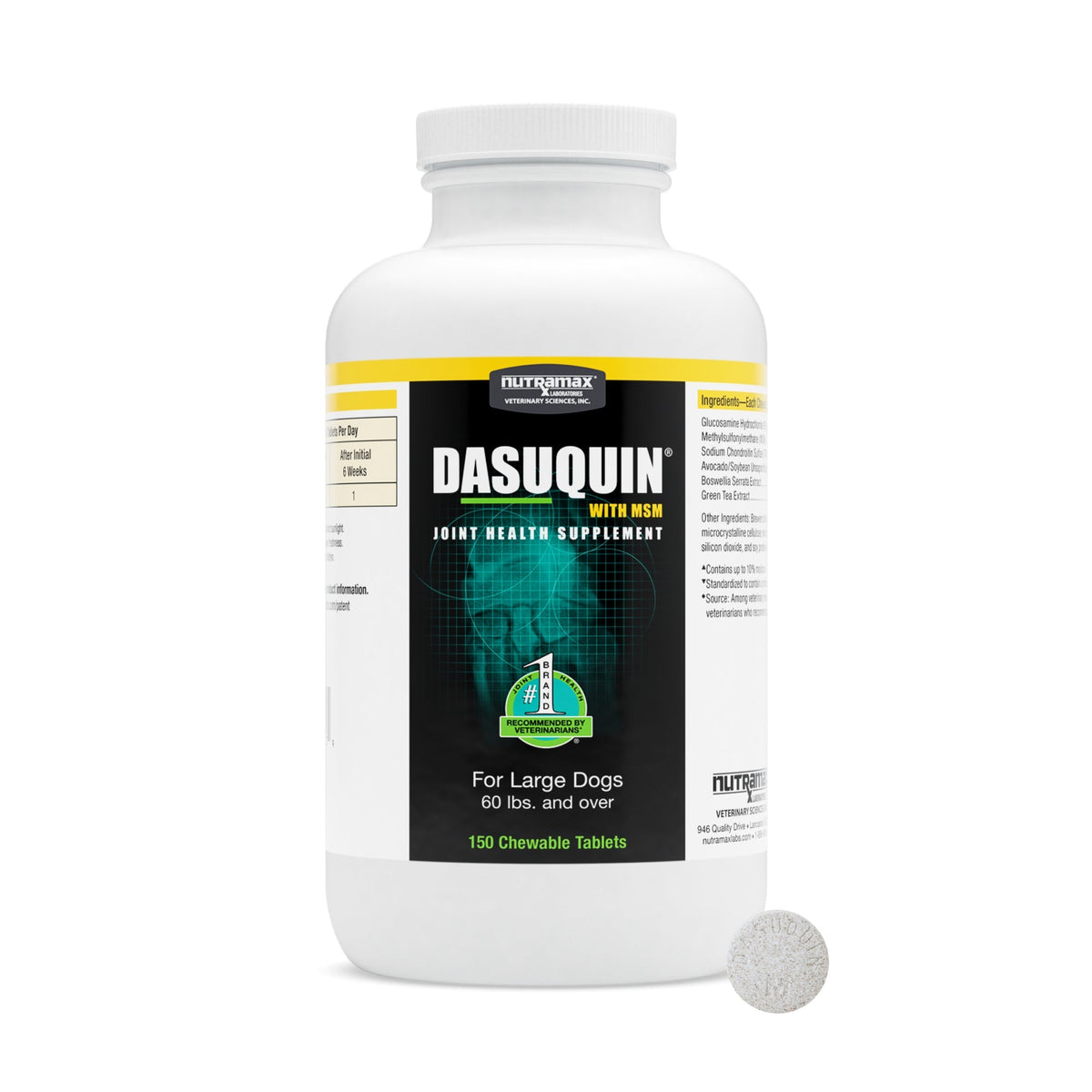 Nutramax Dasuquin with MSM Joint Health Supplement for Large Dogs - With Glucosamine, MSM, Chondroitin, ASU, Boswellia Serrata Extract, and Green Tea Extract, Chewable Tablets