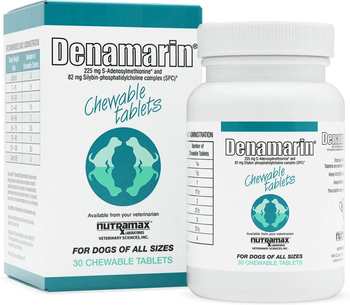 Nutramax Denamarin Liver Health Supplement for Dogs of All Sizes, With S-Adenosylmethionine (SAMe) and Silybin