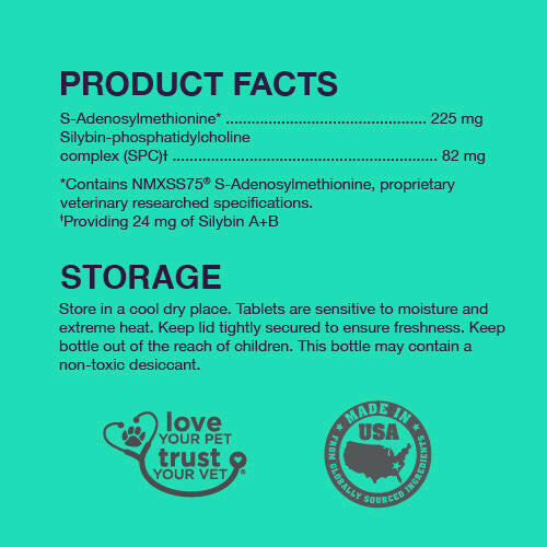 Nutramax Denamarin Liver Health Supplement for Dogs of All Sizes, With S-Adenosylmethionine (SAMe) and Silybin