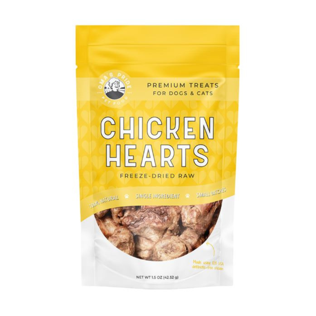 Oma's Pride Freeze-Dried Chicken Hearts Dog & Cat Treats