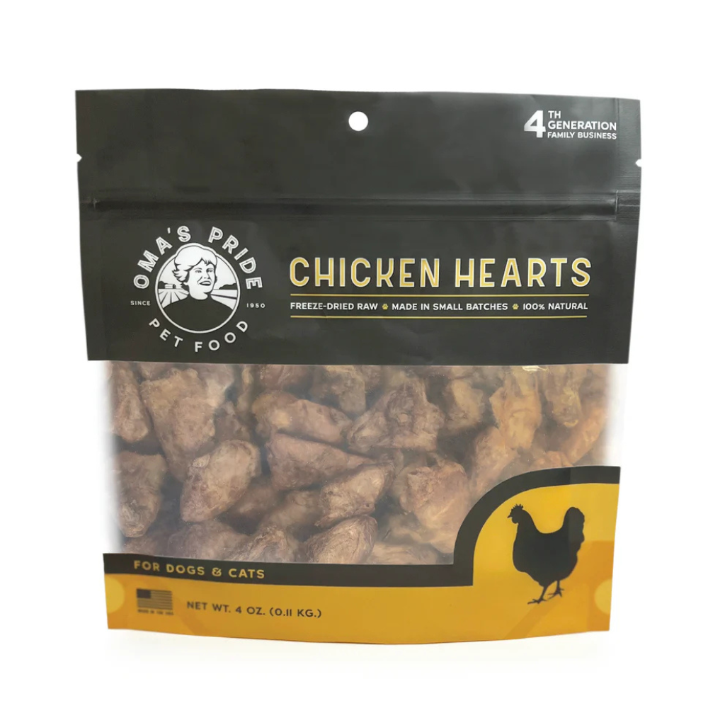 Oma's Pride Freeze-Dried Chicken Hearts Dog & Cat Treats