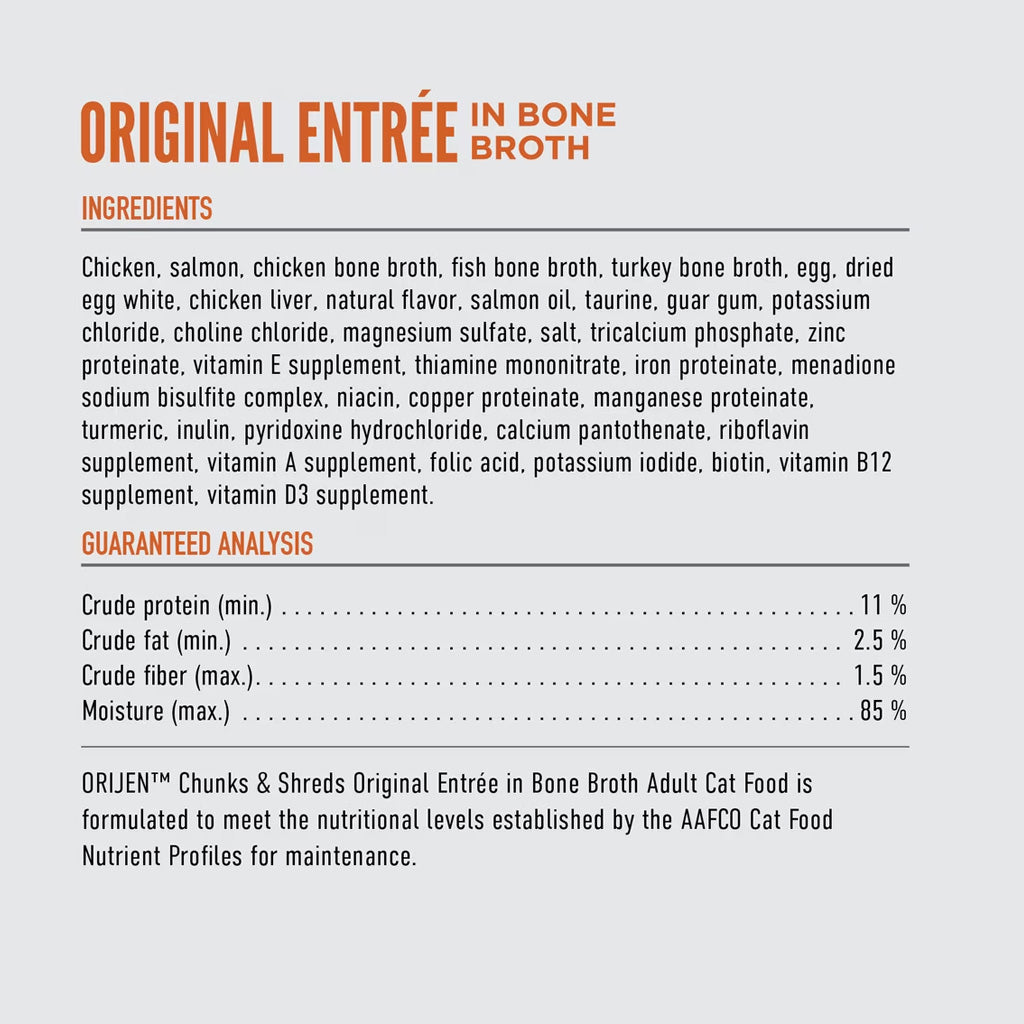 ORIJEN Chunks & Shreds Entrée in Bone Broth Wet Cat Food