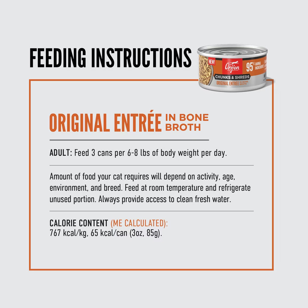 ORIJEN Chunks & Shreds Entrée in Bone Broth Wet Cat Food