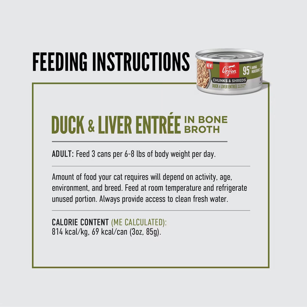 ORIJEN Chunks & Shreds Entrée in Bone Broth Wet Cat Food