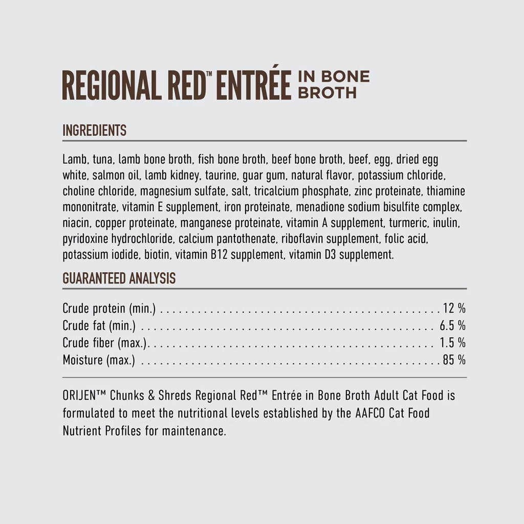 ORIJEN Chunks & Shreds Entrée in Bone Broth Wet Cat Food