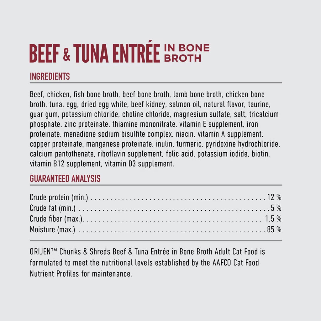 ORIJEN Chunks & Shreds Entrée in Bone Broth Wet Cat Food