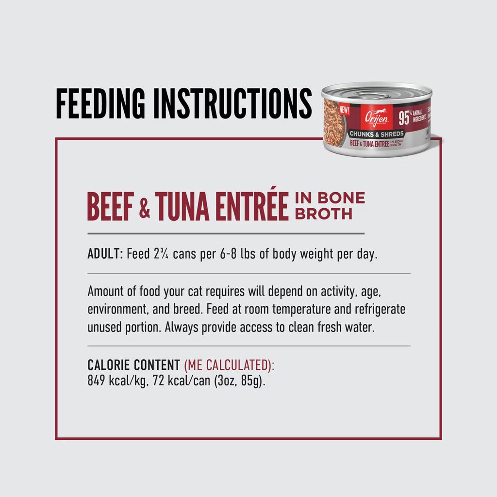 ORIJEN Chunks & Shreds Entrée in Bone Broth Wet Cat Food