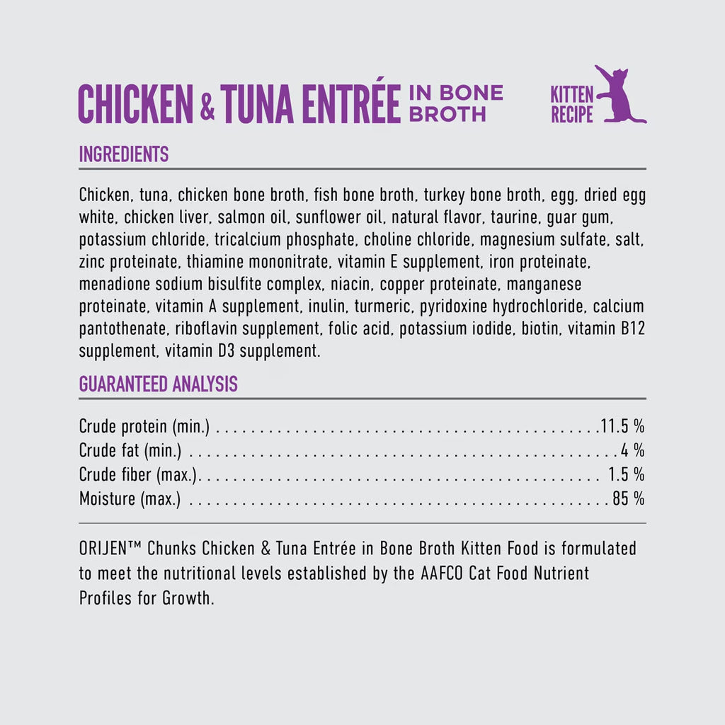 ORIJEN Chunks & Shreds Kitten Chicken & Tuna Entree Wet Cat Food