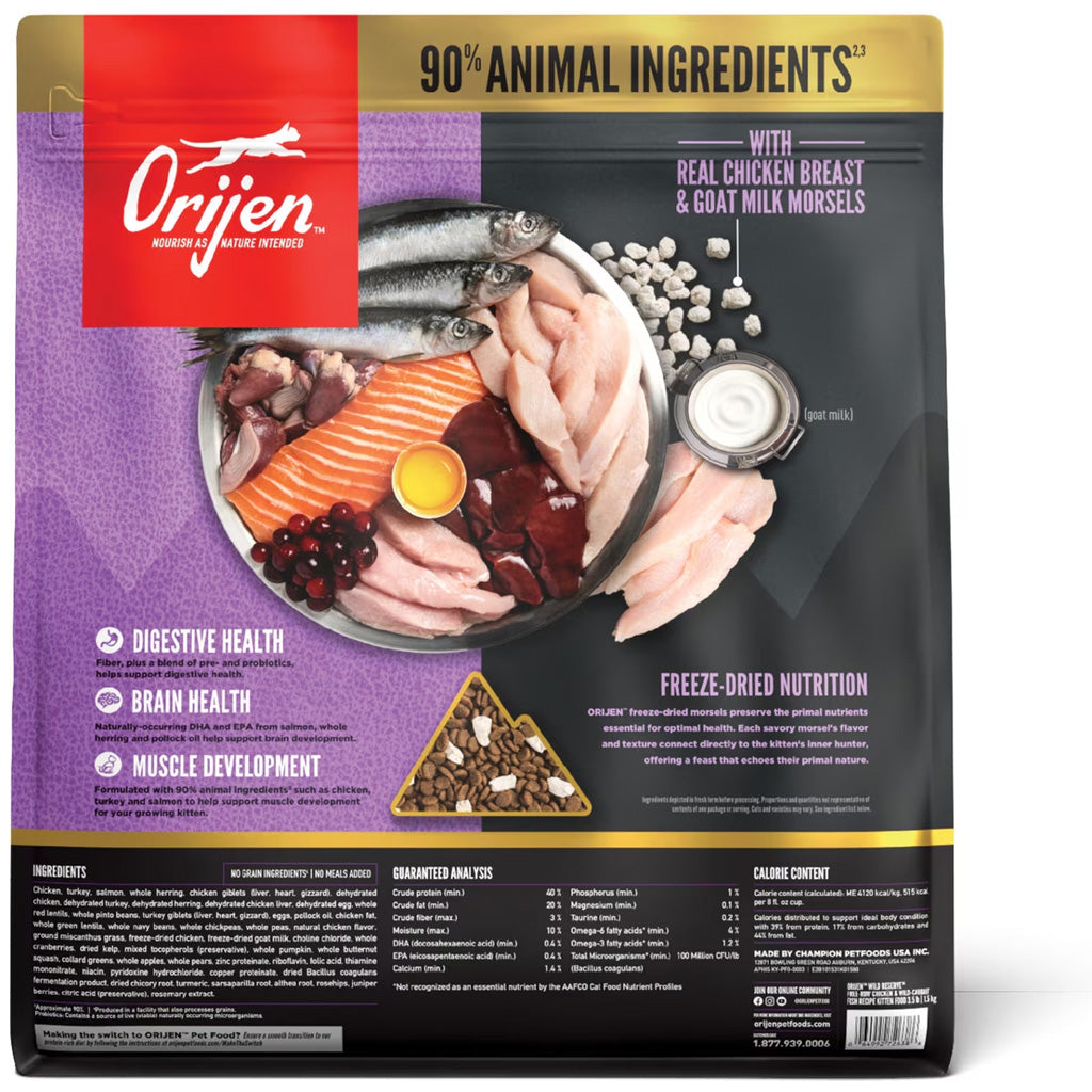 ORIJEN Wild Reserve Free-run Chicken & Wild-Caught Fish Kitten Dry Cat Food, 3.5-lb