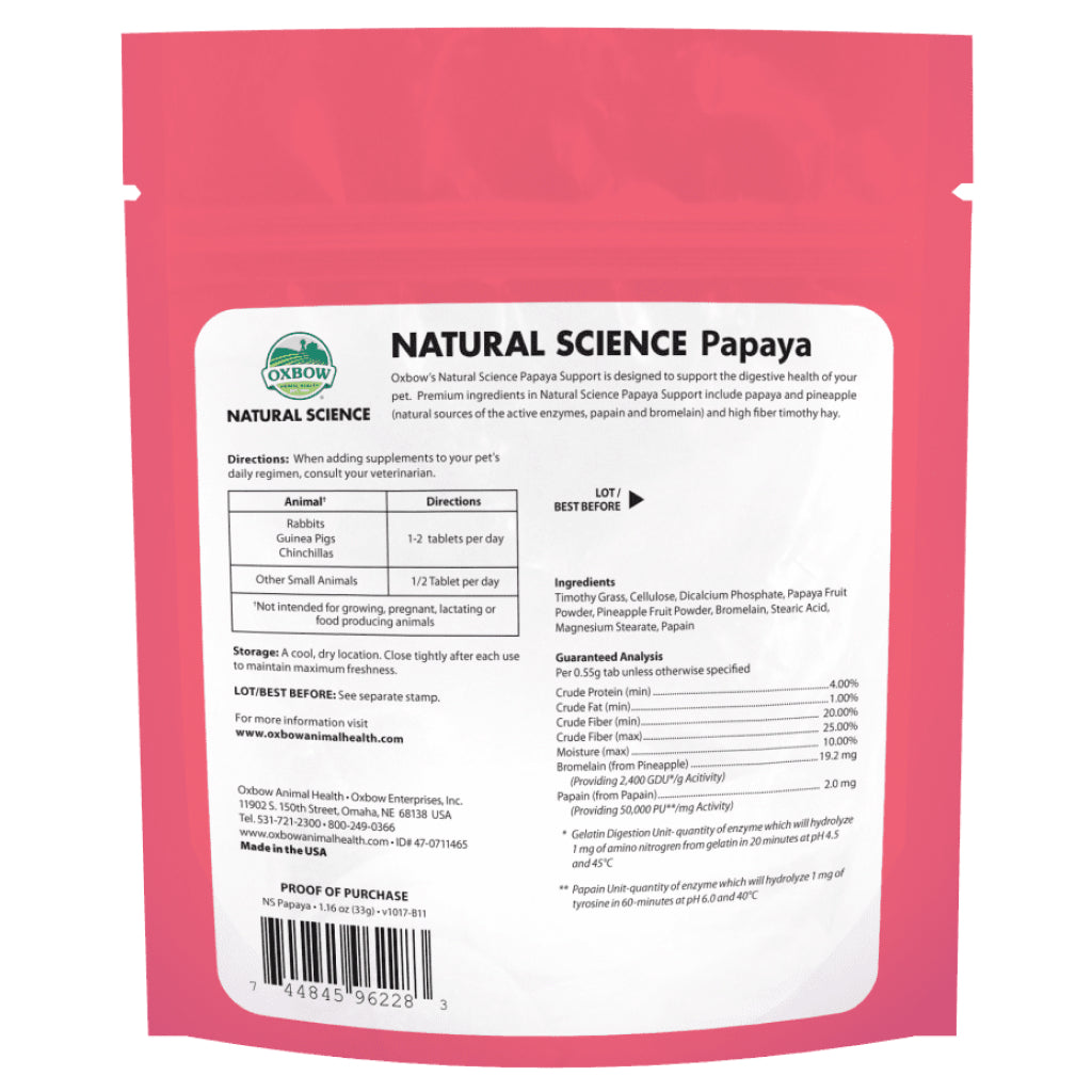Oxbow Natural Science Papaya Support Digestive Health Supplement For Small Animals (1.16 oz)