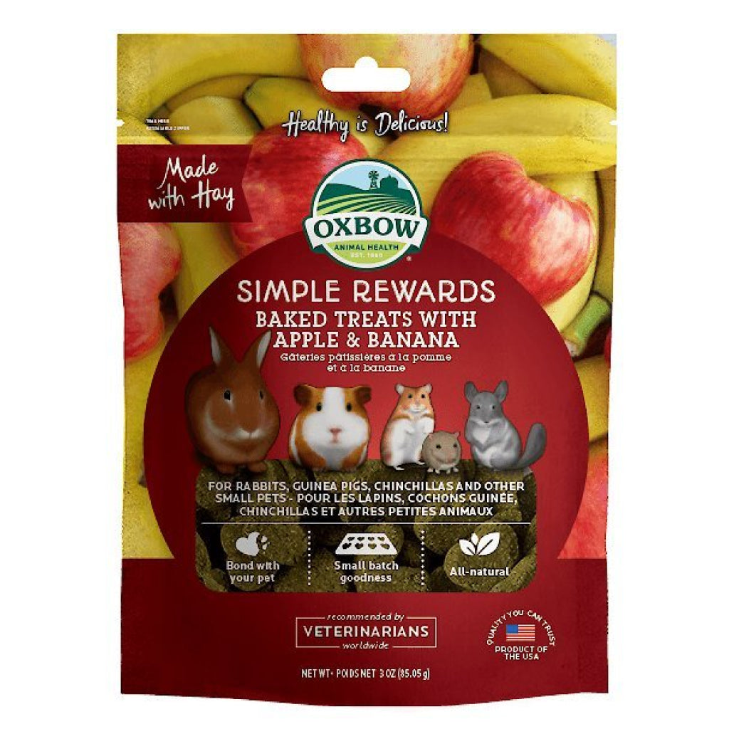 Oxbow Simple Rewards Baked Small Animal Treats with Apple & Banana (3 oz)