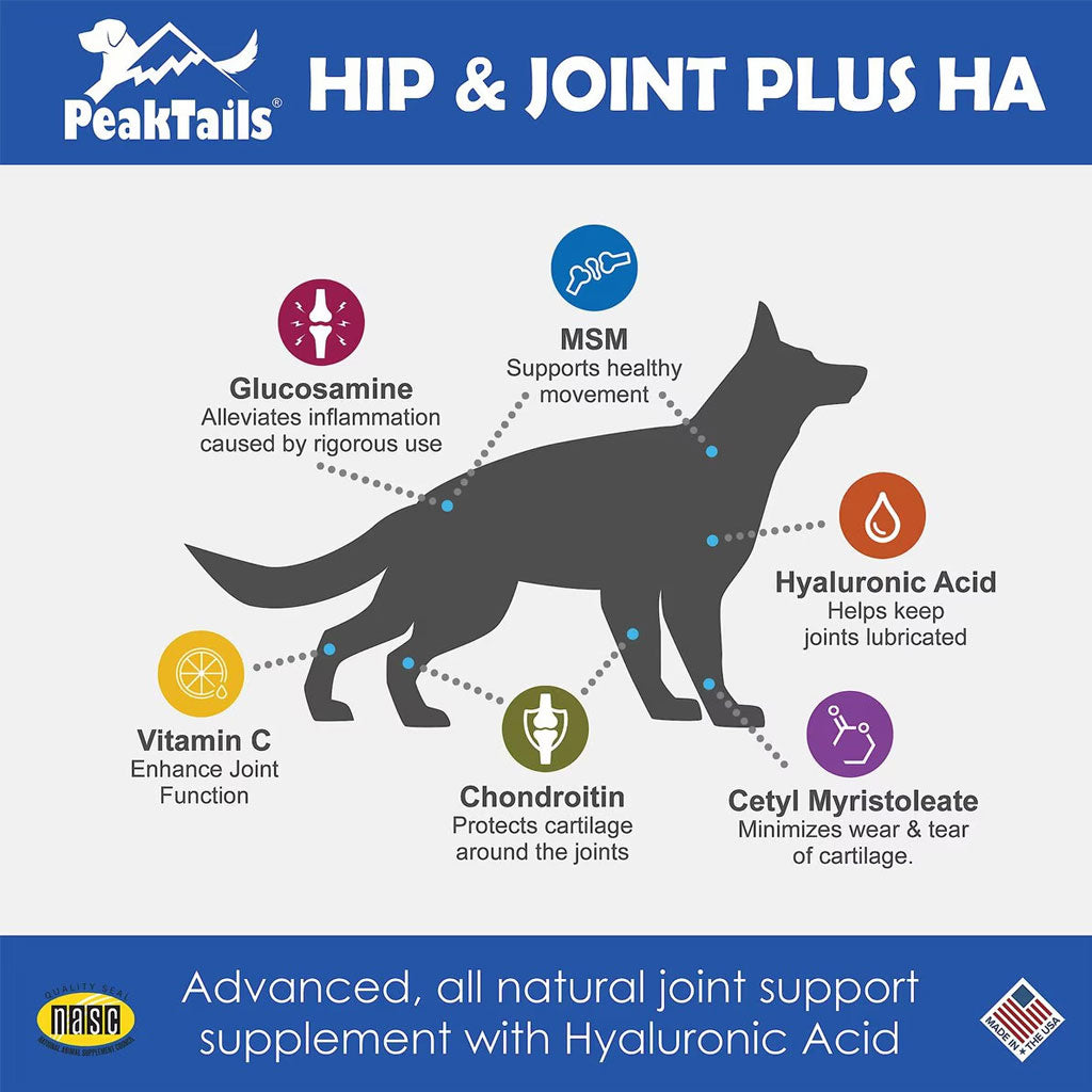PeakTails Hip & Joint Plus HA for Dogs