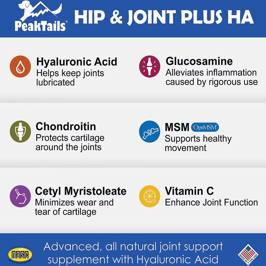 PeakTails Hip & Joint Plus HA for Dogs