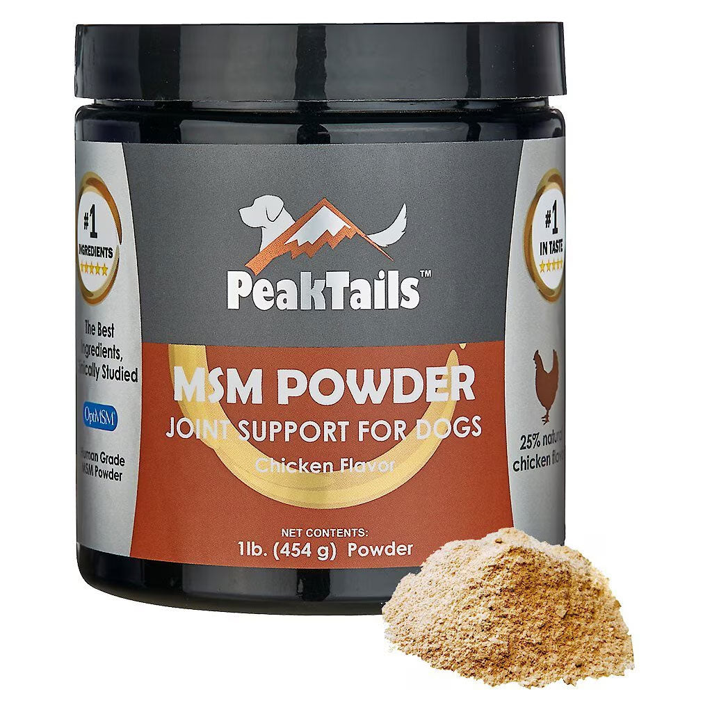 PeakTails Joint Support For Dogs MSM Powder Chicken Flavor, 1-lb