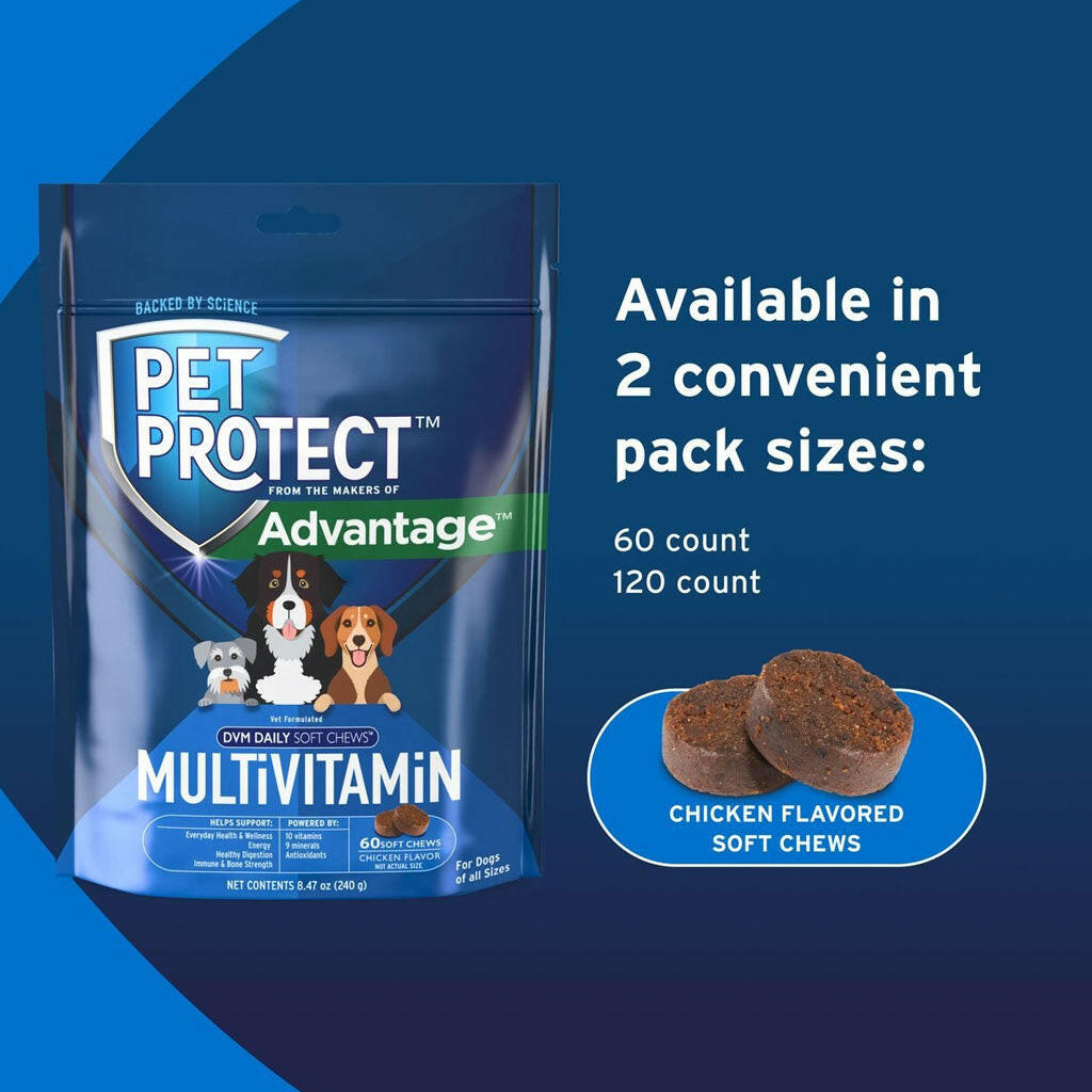 Pet Protect Multivitamin DVM Daily Soft Chews for Dogs, Chicken Flavor